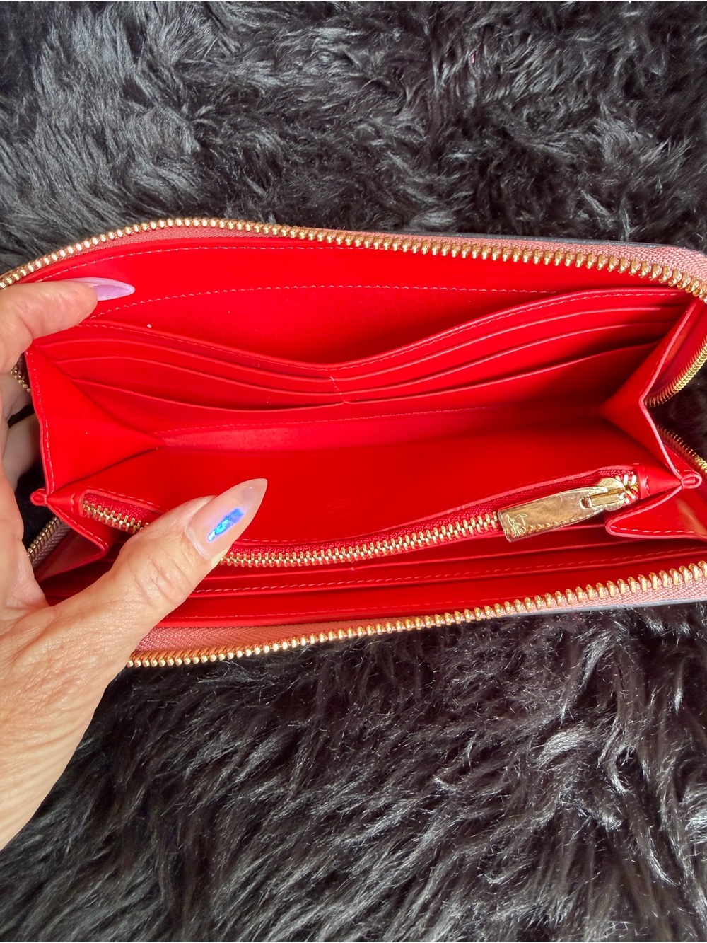 Christian Louboutin Pink Zip-Around Wallet with Multicolor Gradient Studs - Picture 14 of 17